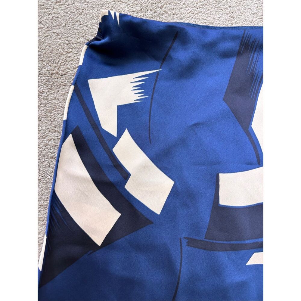 Ralph Lauren Black Label Silk Abstract Print Bias Midi Skirt – Navy & Ivory Sz 6 - Picture 7 of 9